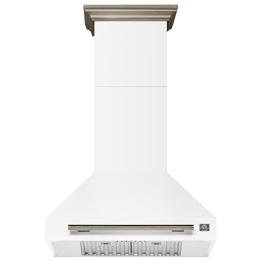 Forno Aria 30" Wall Mount Range Hood in White and Antique Brass, , large