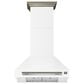 Forno Aria 30" Wall Mount Range Hood in White and Antique Brass, , large