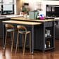 HOMLUX 47" Kitchen Island with Extendable Dining Table in Black, , large