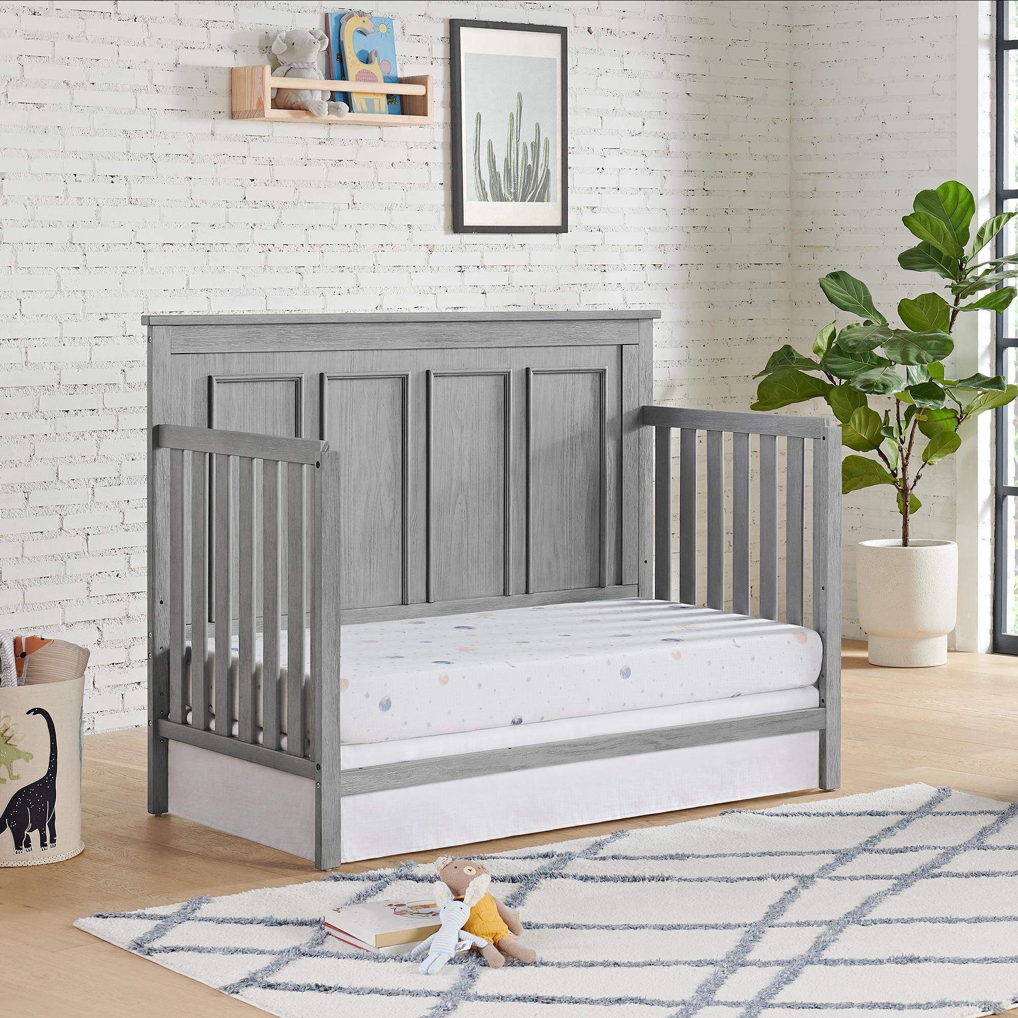 Oxford Baby Bennett 4 In 1 Convertible Crib in Rustic Gray NFM
