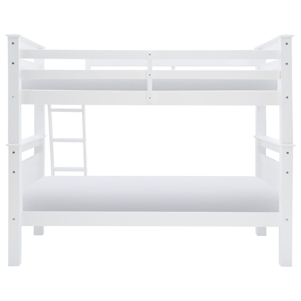 Linon Home Decor Beckett Twin Over Twin Bunk Bed in White, , large