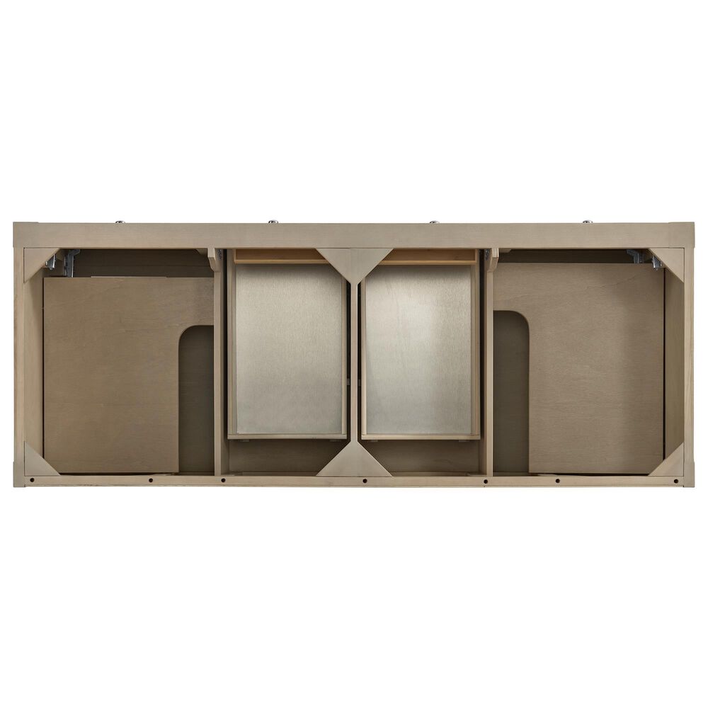 James Martin Vanities Breckenridge 60&quot; Double Bathroom Vanity in Whitewashed Oak with 3 cm Parisien Bleu Quartz Top and Rectangular Sinks, , large