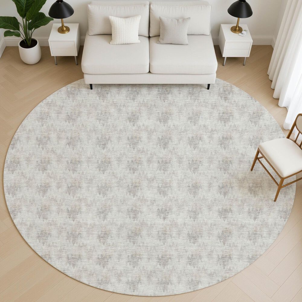 Dalyn Rug Company Soft Essentials Chevron Linen 8' Round Area Rug, , large