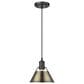 Golden Lighting Orwell 1-Light Small Pendant with Aged Brass Shade in Matte Black, , large