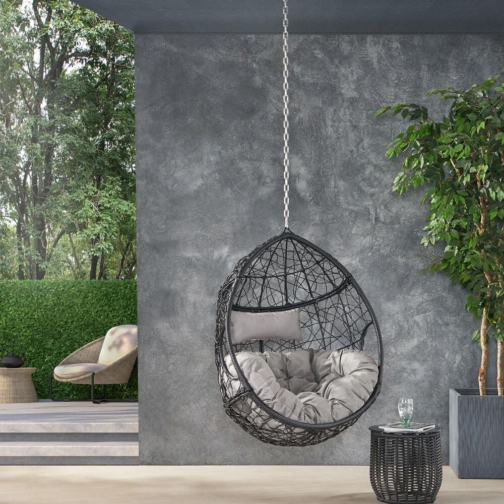Hearth and Haven Castaic Outdoor Hanging Chair with Cushions in Light Gray, , large