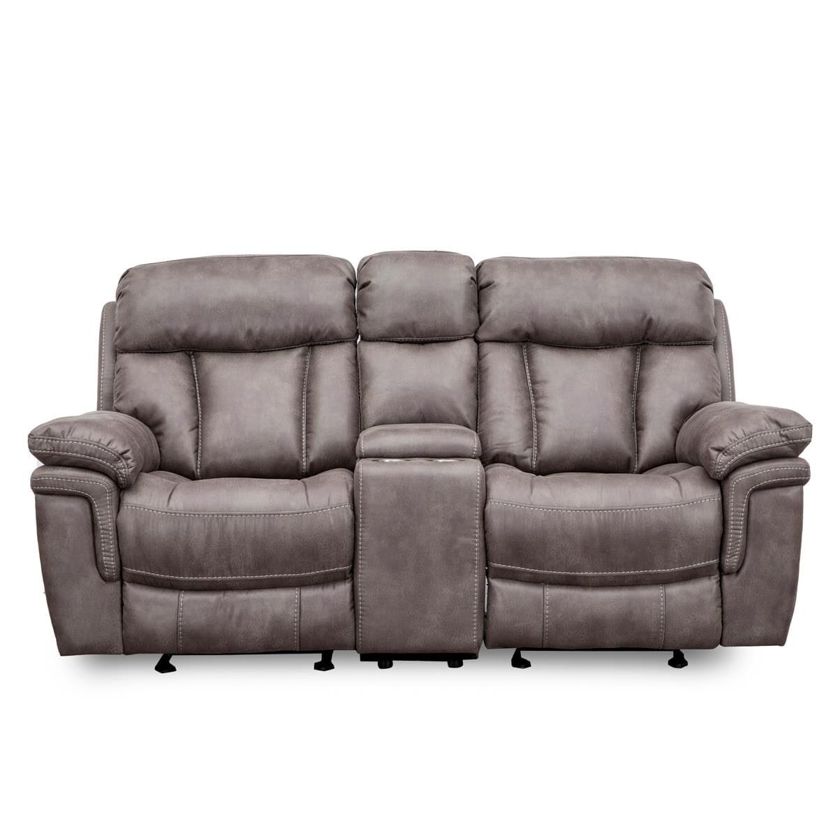 Oxford Furniture Dual Glider Console Reclining Loveseat in Gunmetal Gray NFM