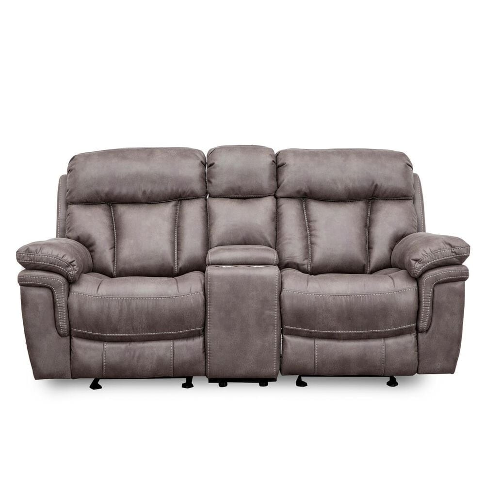 Oxford Furniture Dual Glider Console Reclining Loveseat in Gunmetal Gray, , large