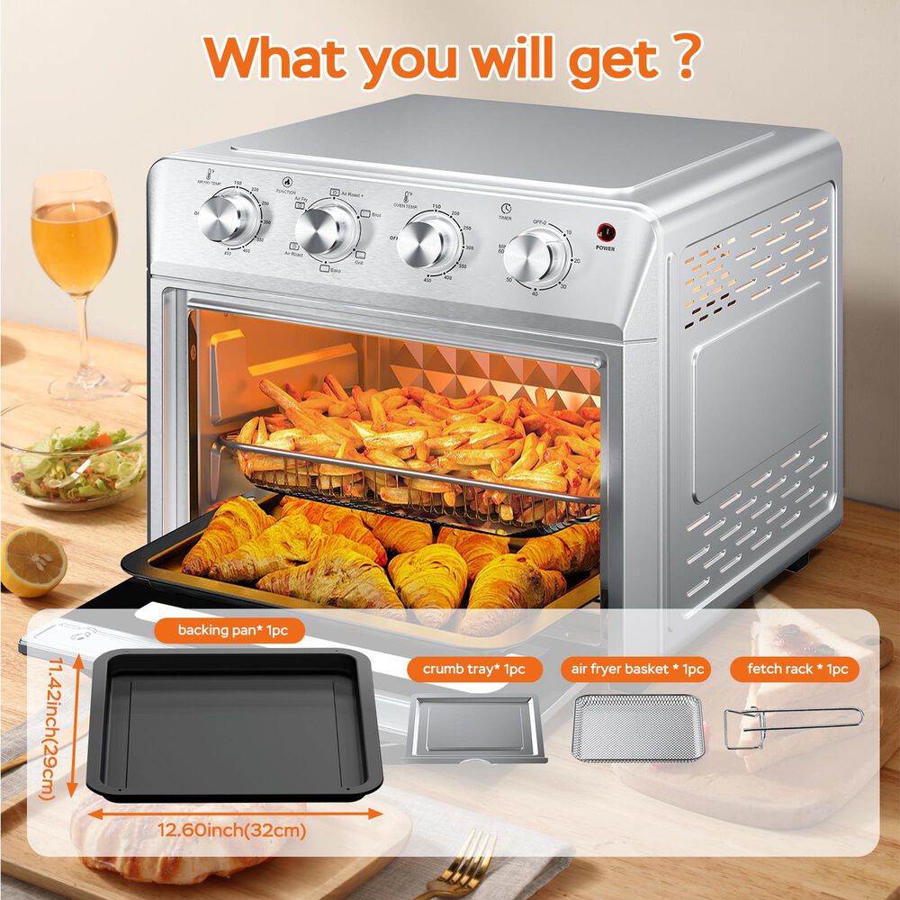 HOMLUX 27.5 Qt Air Fryer Oven in Silver, , large