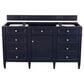 James Martin Vanities Brittany 30" Single Bathroom Vanity in Victory Blue with 3 cm White Zeus Quartz Top and Rectangular Sink, , large
