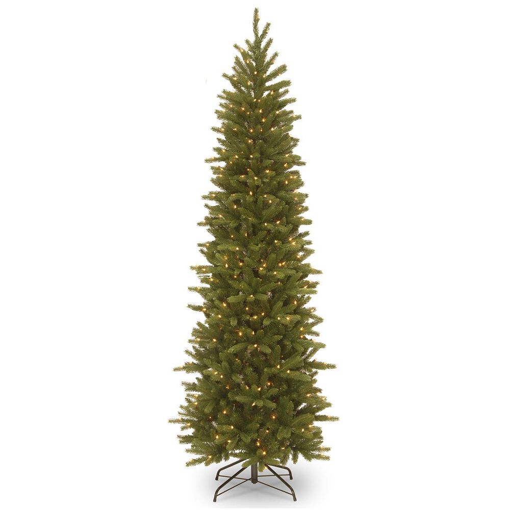 National Tree 6.5" Feel Real Grande Fir Pencil Slim Tree with 250 White Lights, , large
