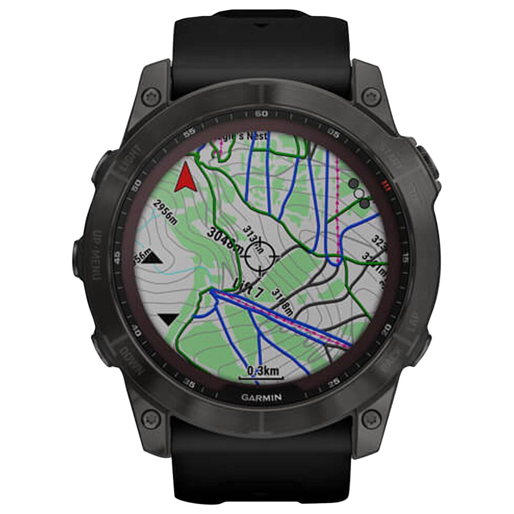 Garmin Fenix 7X Sapphire Solar Edition Smartwatch Screen in Carbon Gray DLC Titanium with Black Band, , large