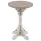 Maple and Jade Pedestal Scroll Accent End Table in Distressed White and Dark Brown, , large