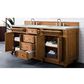 James Martin Vanities Bristol 72" Double Bathroom Vanity in Saddle Brown with 3 cm Ethereal Noctis Quartz Top and Rectangular Sinks, , large