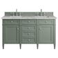 James Martin Vanities Brittany 60" Double Bathroom Vanity in Smokey Celadon with 3 cm Eternal Jasmine Pearl Silestone Top, Rectangular Sinks and FreePower Wireless Charger, , large