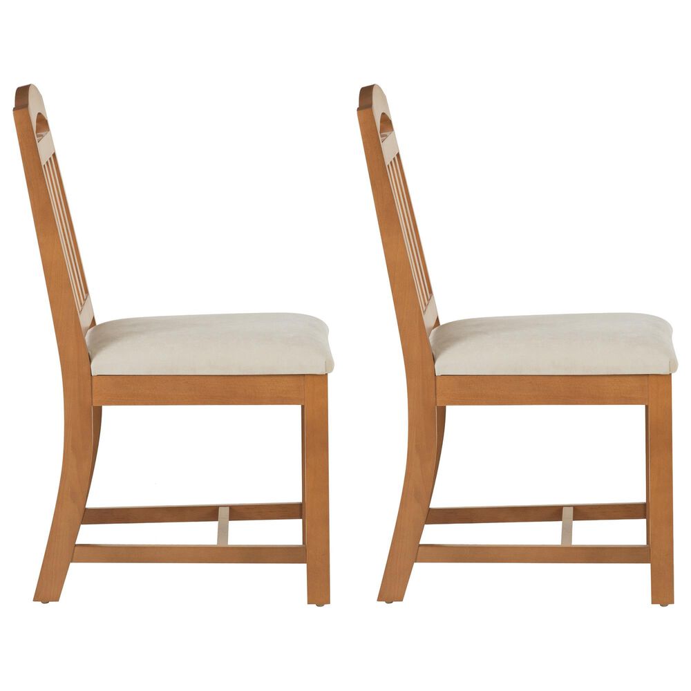 Linon Home Decor Wilmer Side Chair with Beige Upholstery in Brown (Set of 2), , large