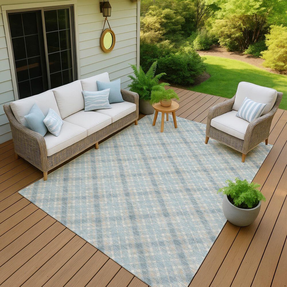 Dalyn Rug Company Soft Essentials Plaid Sky 9' x 12' Indoor/Outdoor Area Rug, , large