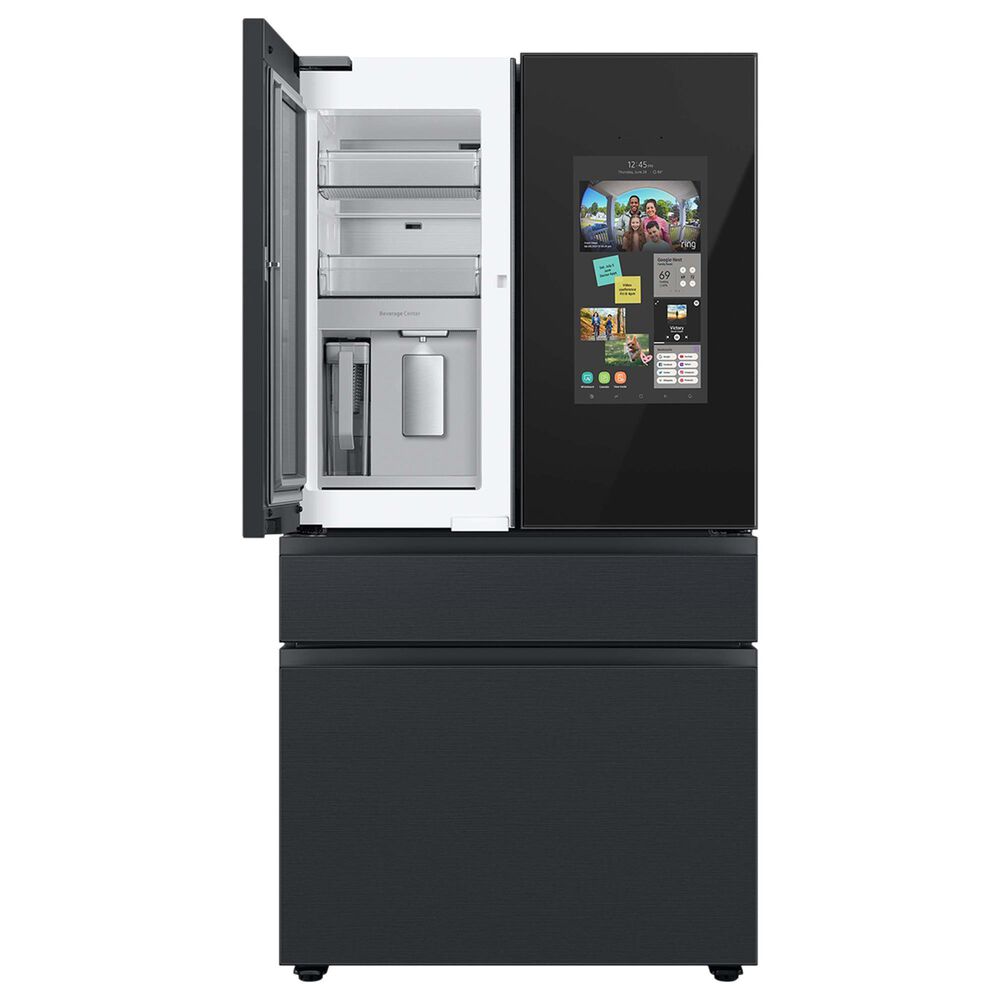 Samsung Bespoke Bespoke 23 Cu. Ft. Counter Depth 4-Door French Refrigerator with Family Hub and Top Left Panel in Charcoal Glass and Matte Black Steel Middle and Bottom Panels, , large