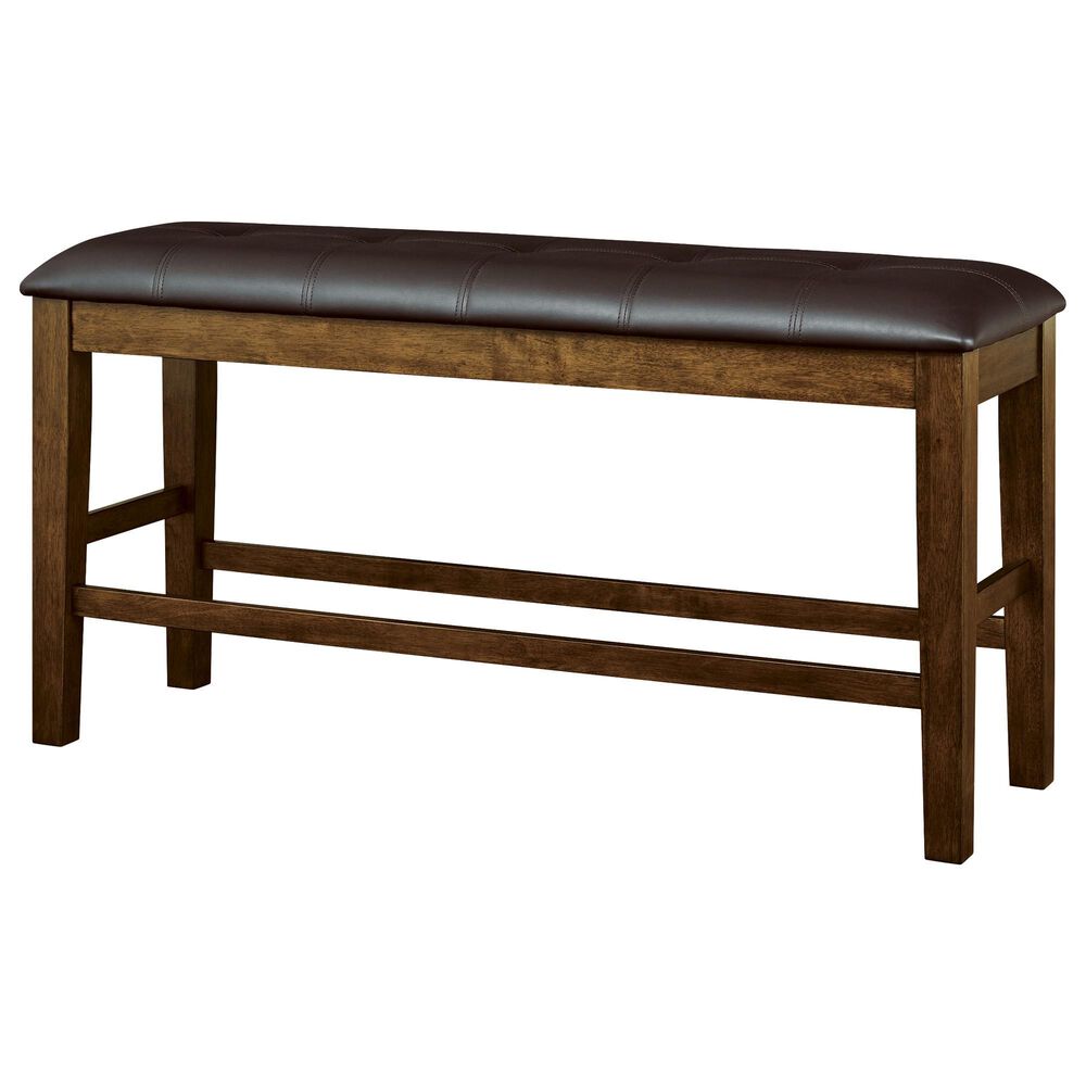Ashley Ralene 25.38 Faux Leather Dining Bench in Medium Brown, , large