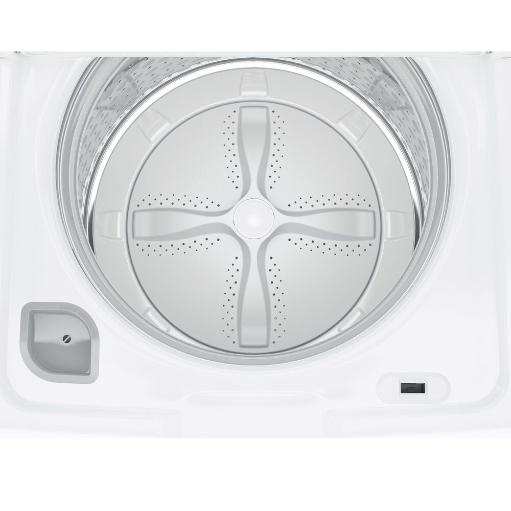 GE Appliances 3.9 Cu. Ft. Front Load Washer and 5.9 Cu. Ft. Gas Dryer Stack Laundry in White, , large