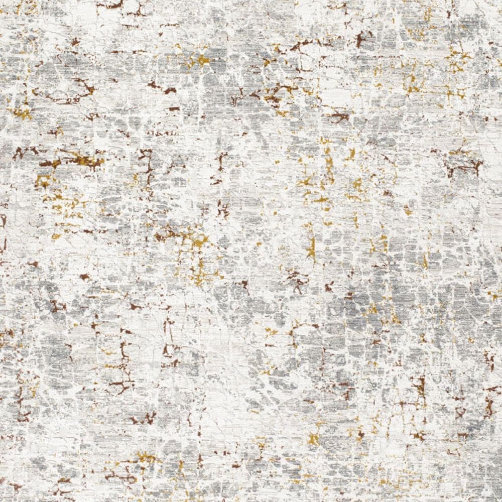 Surya Dresden White, Gray, Medium Gray, Light Slate, Mustard and Rust 5&#39;3&quot; Round Area Rug, , large