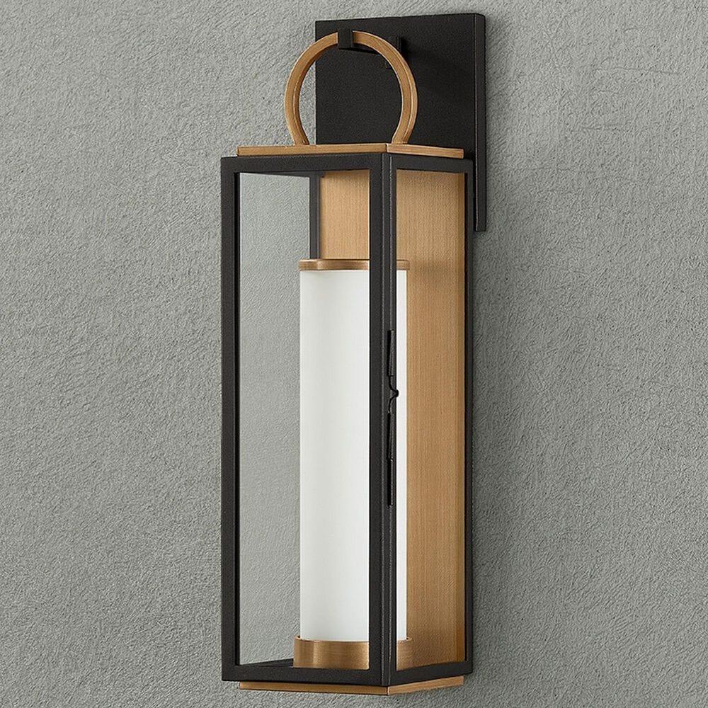 Troy Lighting Gareth 18" Exterior Wall Sconce in Patina Brass and Texture Black, , large