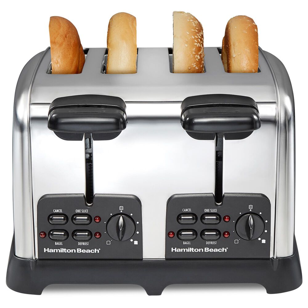Hamilton Beach 4-Slice Classic Toaster with Sure-Toast Technology in Stainless Steel and Black, , large