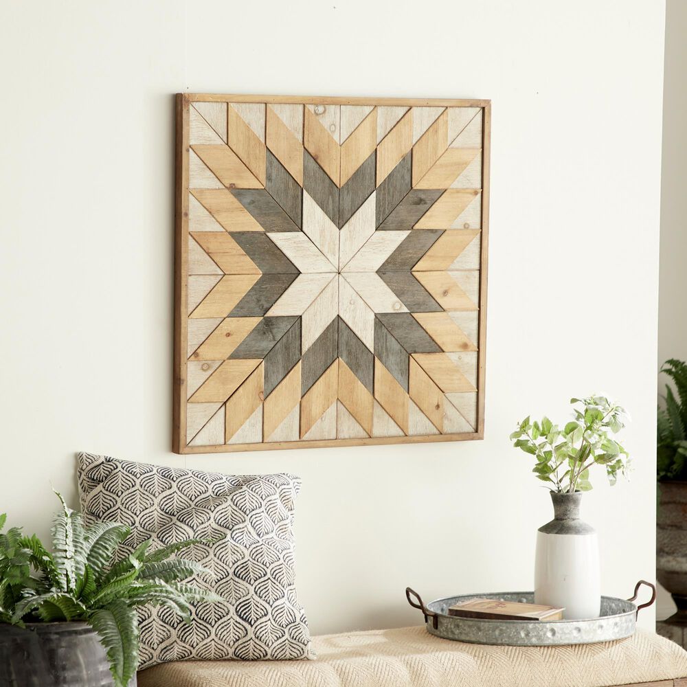 Maple and Jade 30&quot; x 30&quot; Southwest Abstract Wall Decor in Brown, White and Gray, , large