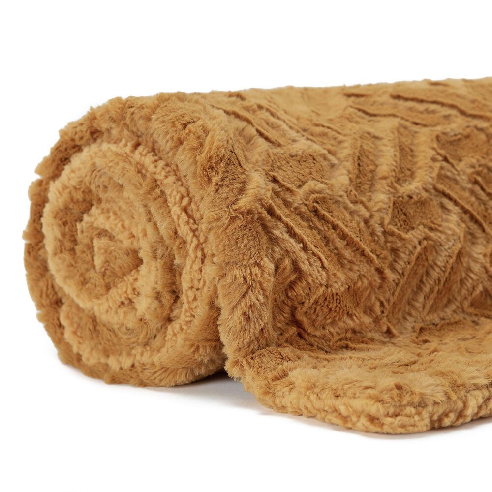 50&quot; x 65&quot; Cloud Faux Fur Throw Blanket in Golden, , large