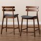 Baxton Studio Larine Counter Stool with Dark Grey Cushion in Walnut (Set of 2), , large