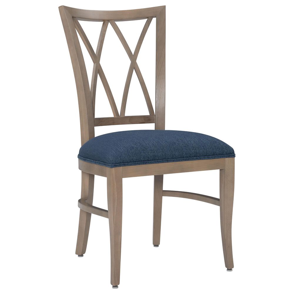 Linon Home Decor Andes Side Chair with Navy Cushion Seat in Natural, , large