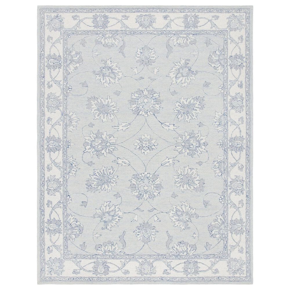 Safavieh Micro-Loop Traditional 9" x 12" Light Blue and Ivory Area Rug, , large