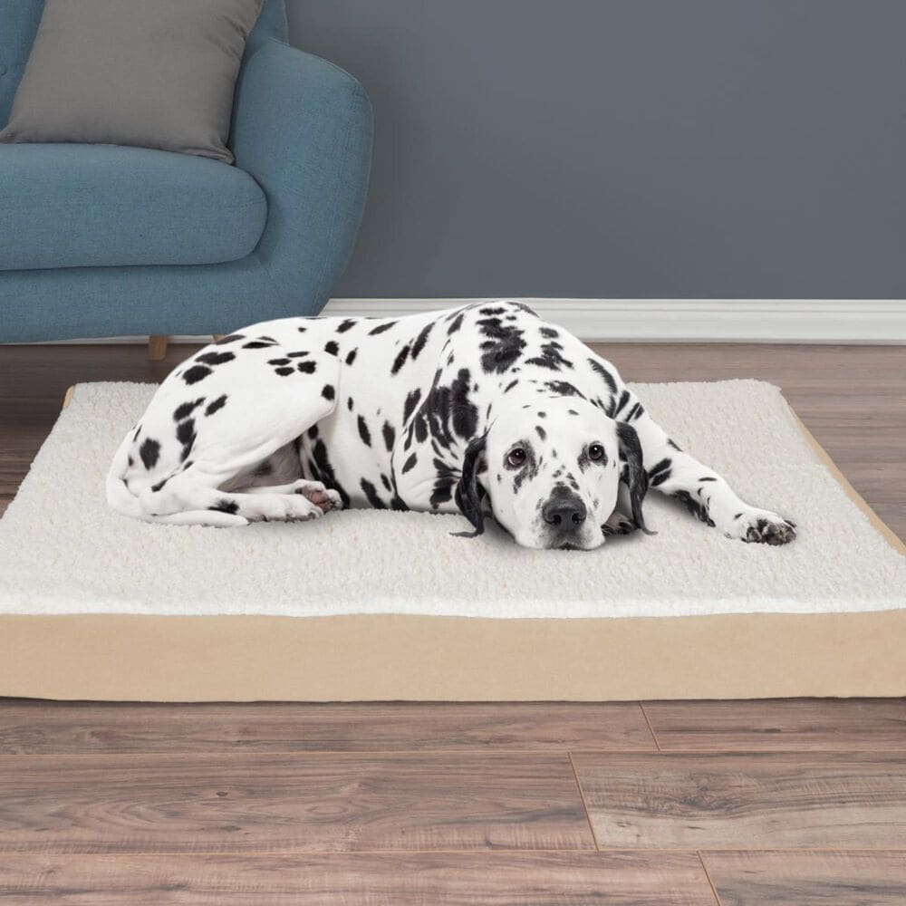 Timberlake Petmaker Large Orthopedic Sherpa Top Pet Bed in Tan, , large