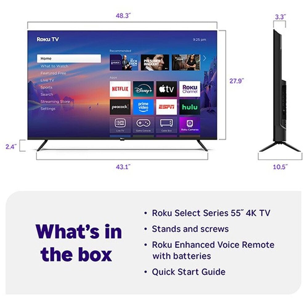 Roku 55&quot; Class Select Series 4K LED in Black - Smart TV, , large
