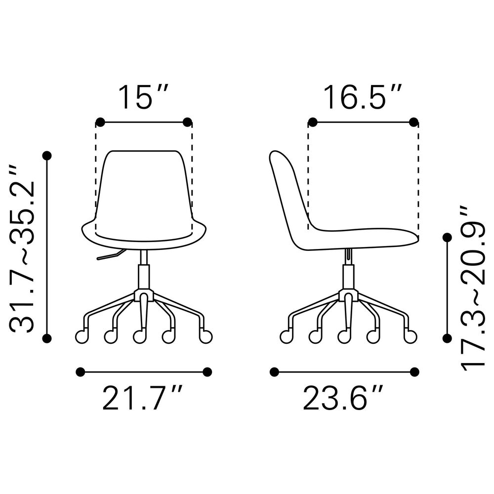 Zuo Modern Byron Office Chair in White and Black, , large