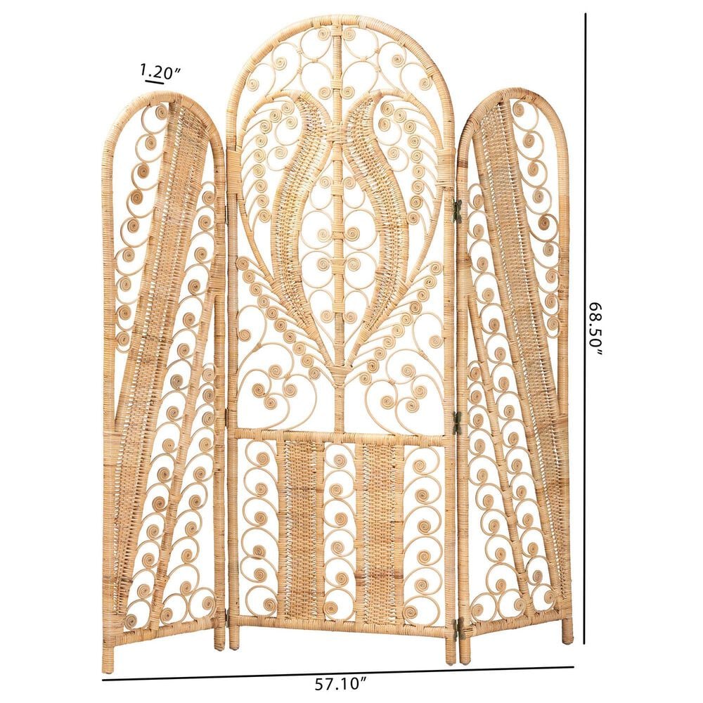 Baxton Studio Nadra Rattan Room Divider in Natural Brown, , large