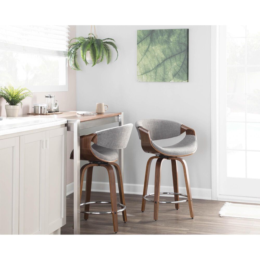 Lumisource Curvo Swivel Counter Stool in Light Grey &#40;Set of 2&#41;, , large