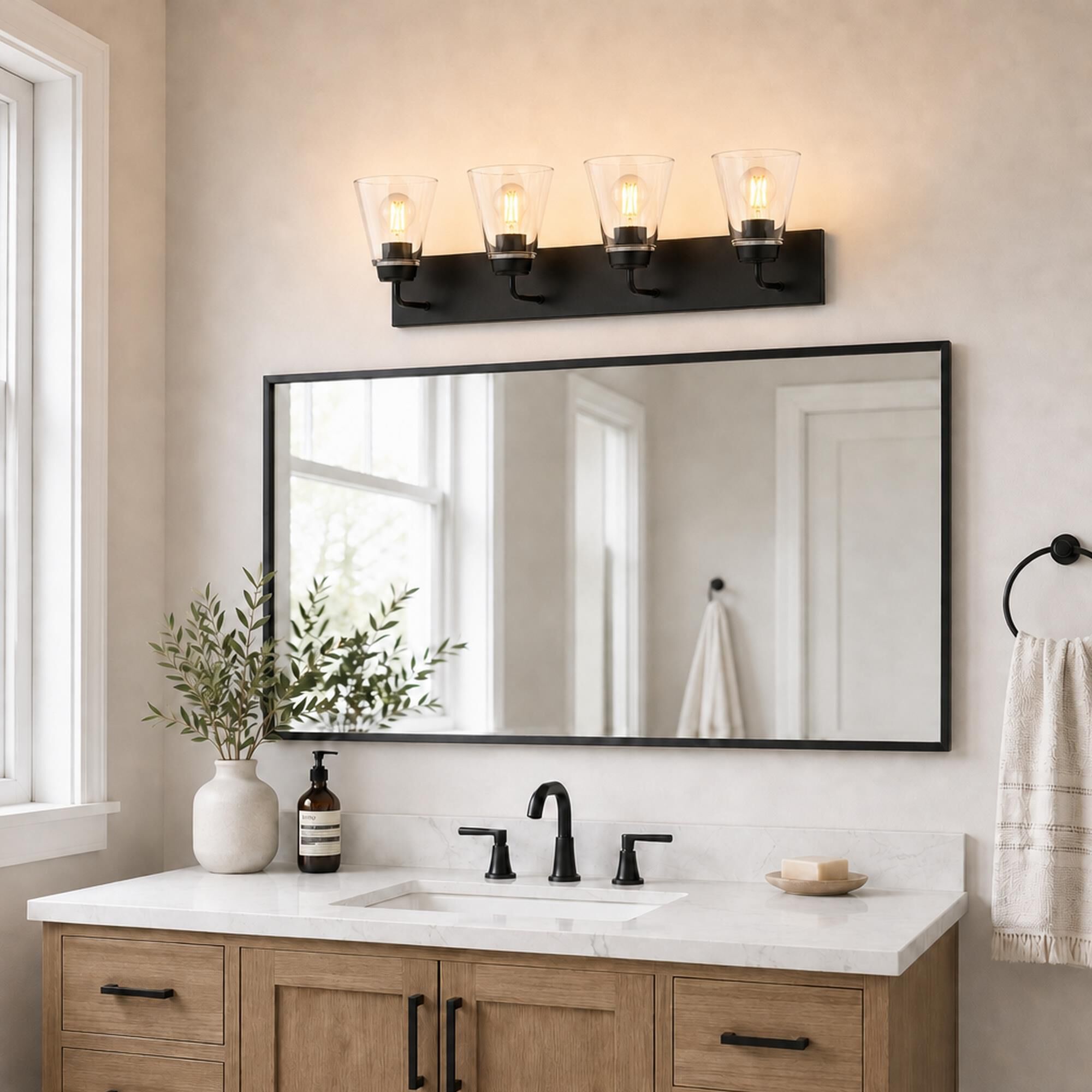 Vaxcel Lowell 4-Light Bathroom Vanity in Matte Black