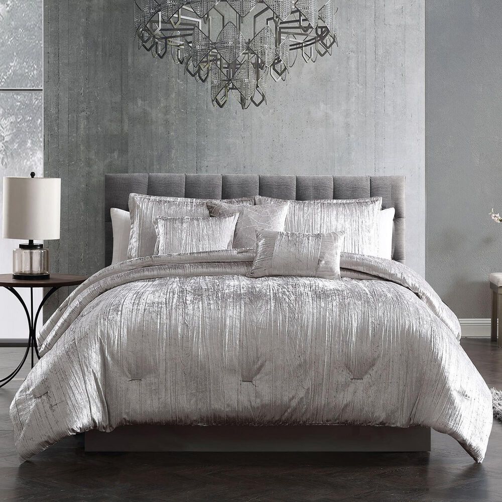 Hallmart Collectibles Crinkle 7-Piece King Comforter Set in Silver, , large