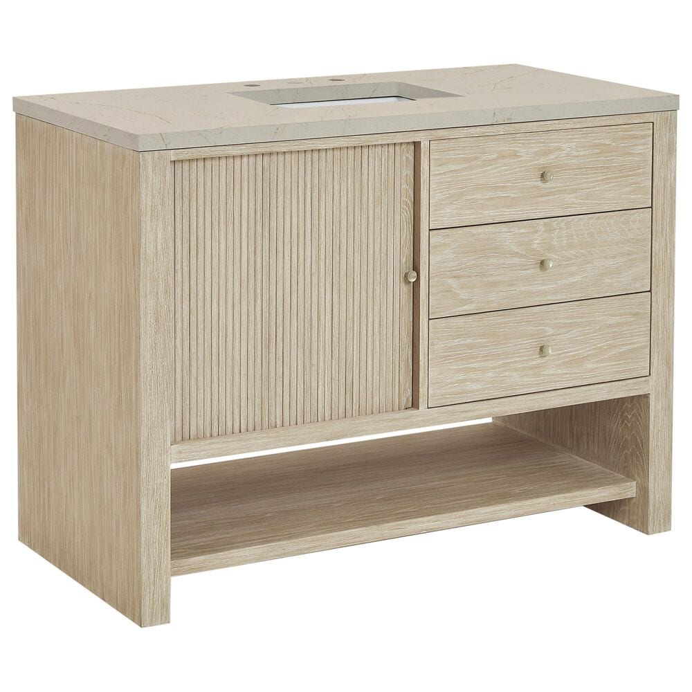 James Martin Vanities Marigot Single 48" Single Vanity in Sun-washed Oak with 3 cm Eternal Marfil Quartz Top, , large