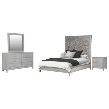 Urban Home Boho Chic 4 Piece Queen Bedroom Set in Washed White, , large