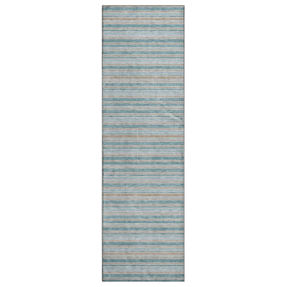 Dalyn Rug Company Soft Essentials Striped Teal 2"3" x 7"6" Indoor/Outdoor Runner, , large