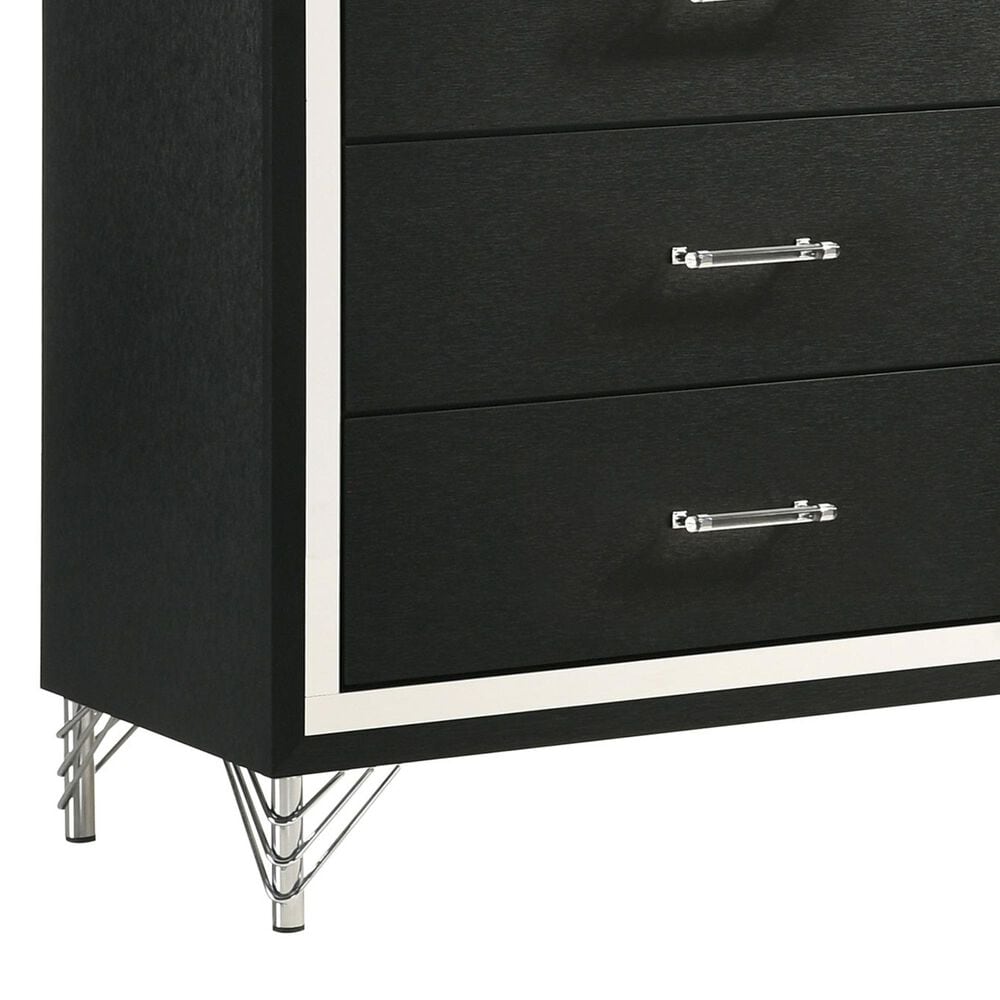 Coaster Lucia 6-Drawer Dresser and Mirror in Black and Chrome, , large