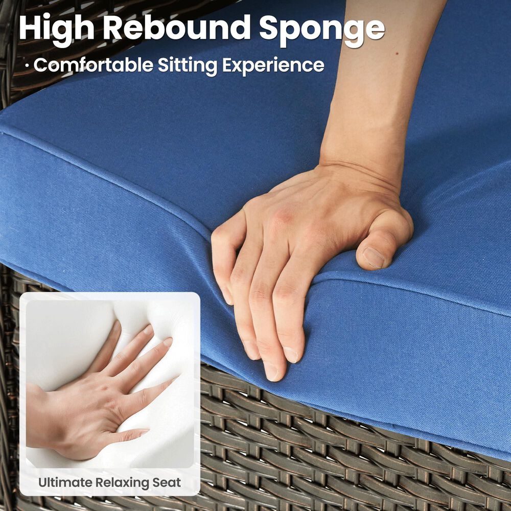 HOMLUX 5-Piece Patio Furniture Set with Chairs and Ottomans, High Back Outdoor Sofa Set, Brown Rattan in Denim Blue, , large