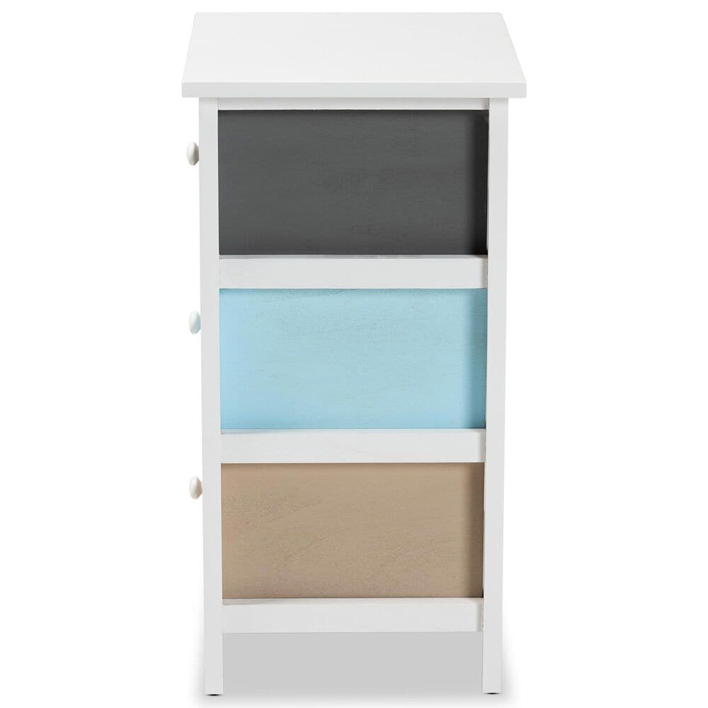 Baxton Studio Kalila 3-Drawer End Table in White and Multicolor, , large