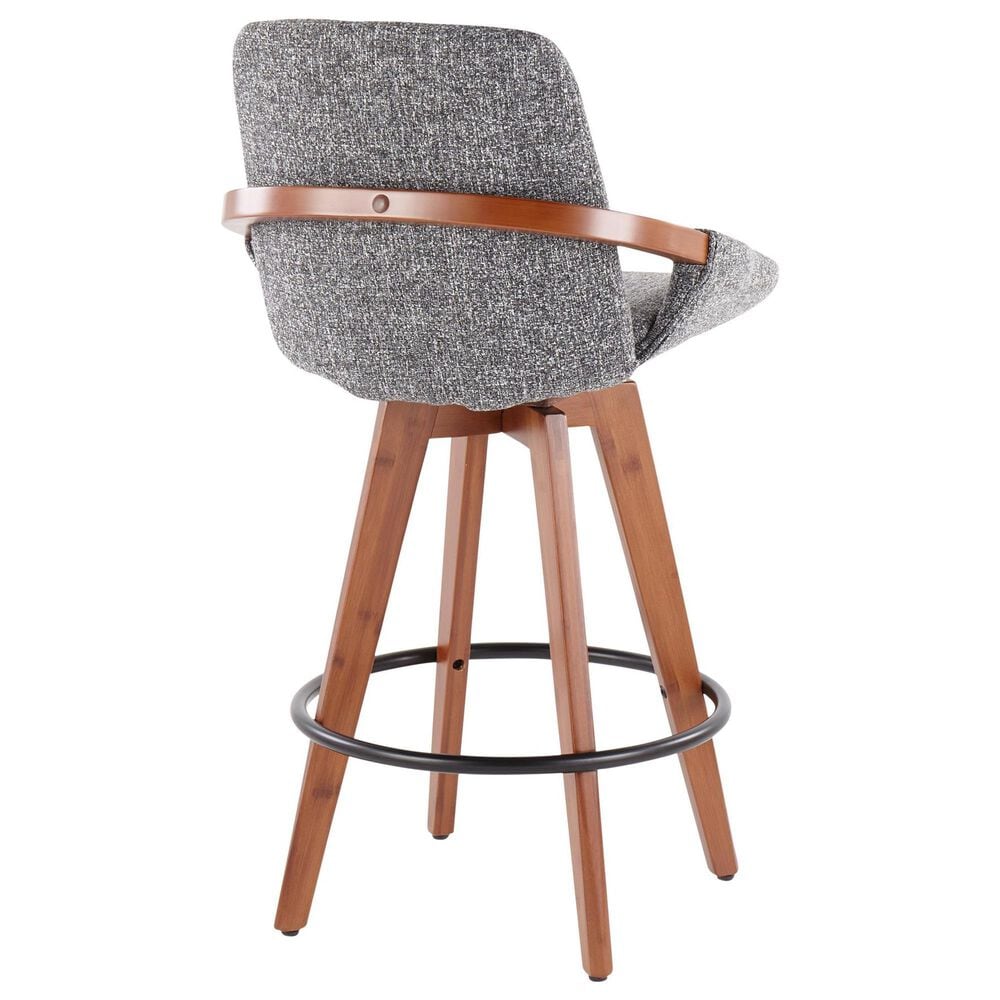 Lumisource Cosmo Swivel Counter Stool with Grey Noise Cushion in Walnut and Black, , large