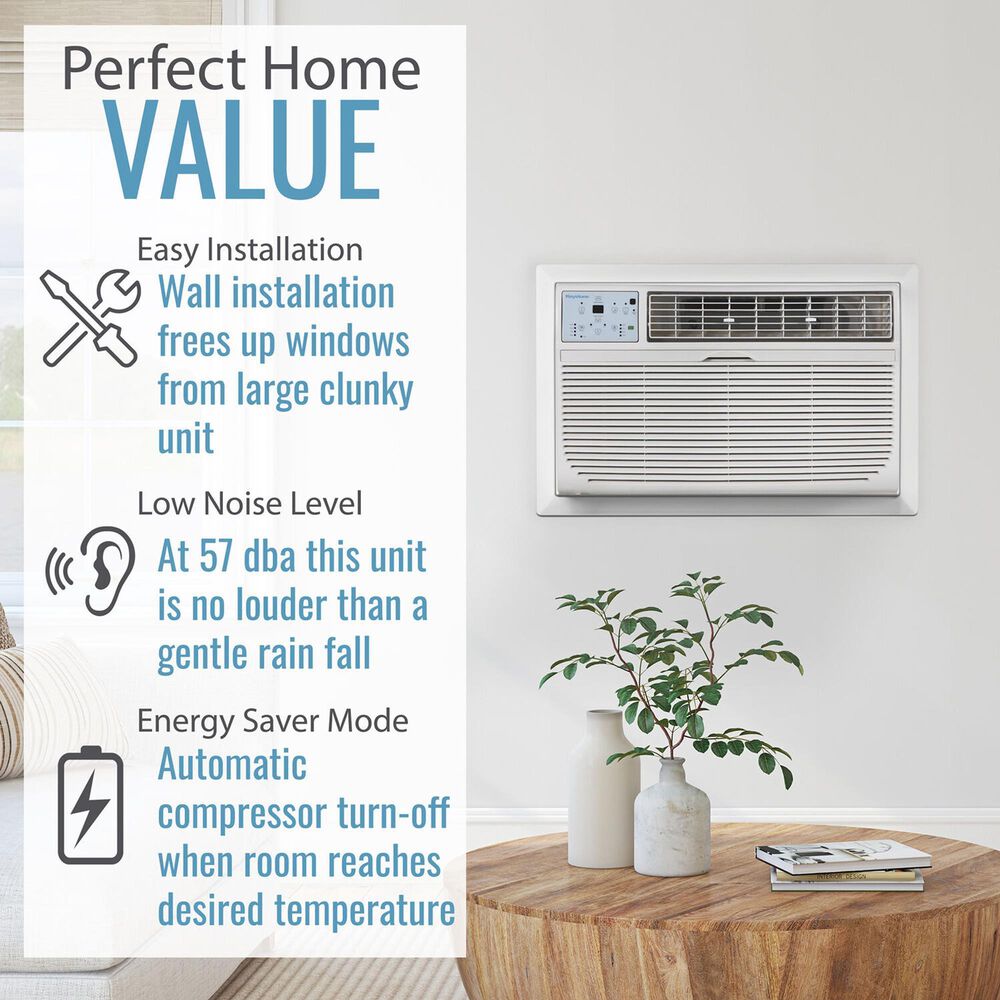 Almo Distributing Pennsylvania 8,000 BTU 115V Through-the-Wall Air Conditioner with 4,200 BTU Supplemental Heat Capability, , large