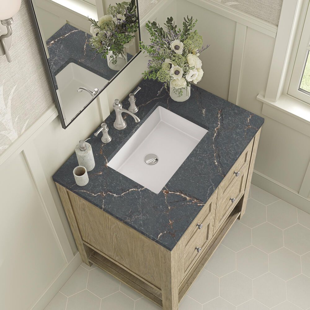 James Martin Vanities Breckenridge 30&quot; Single Vanity in Whitewashed Oak with 3 cm Parisien Bleu Quartz Top, , large