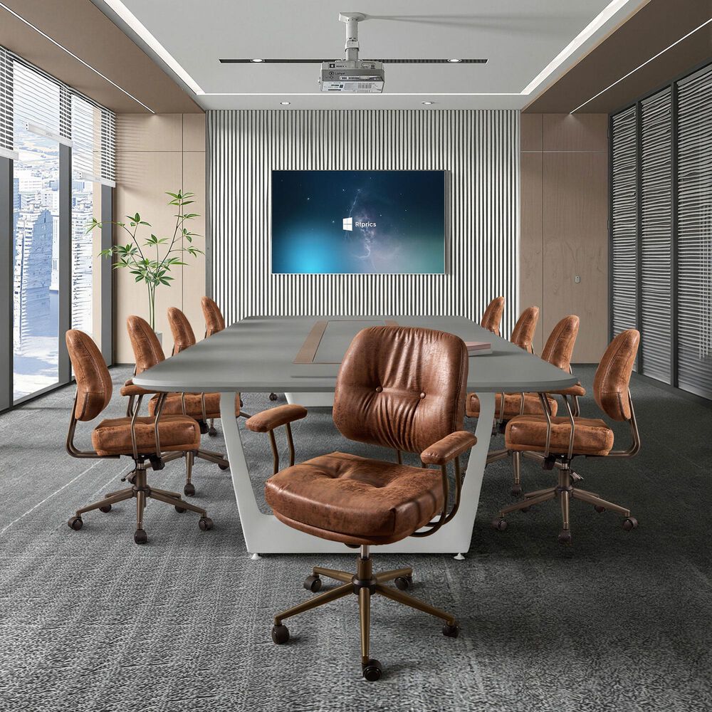 HOMLUX Executive Office Chair with Suede Fabric Cushion in Dark Brown, , large