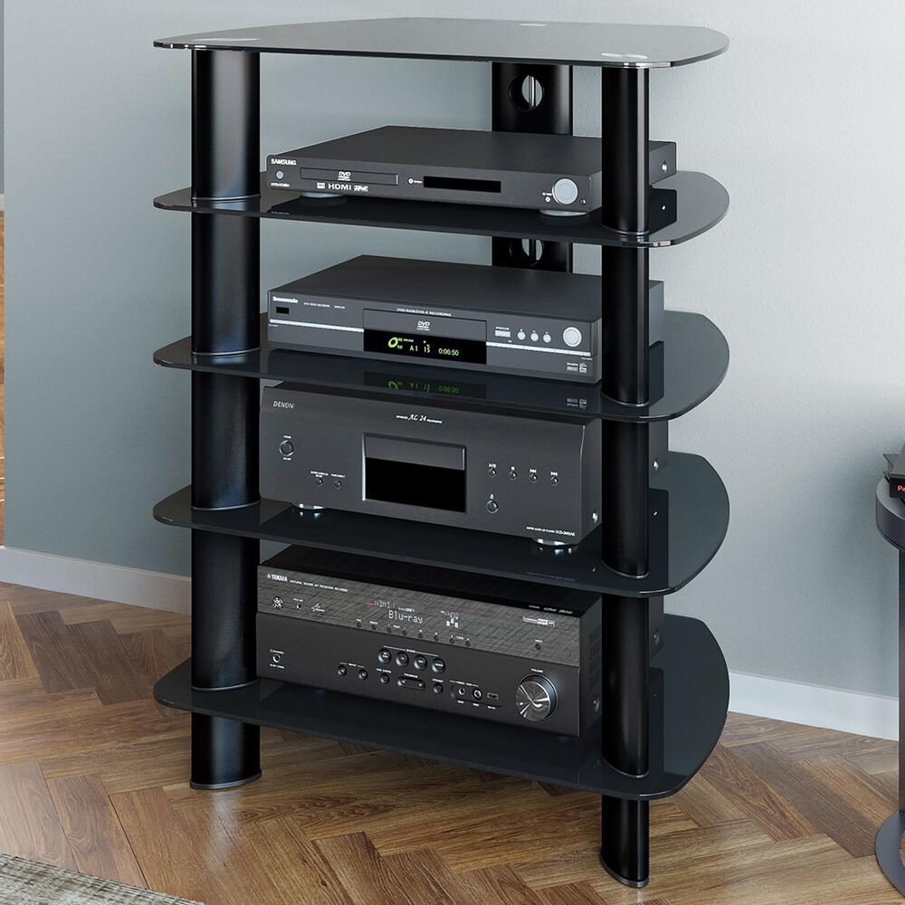 CorLiving Laguna Component Stand in Black, , large
