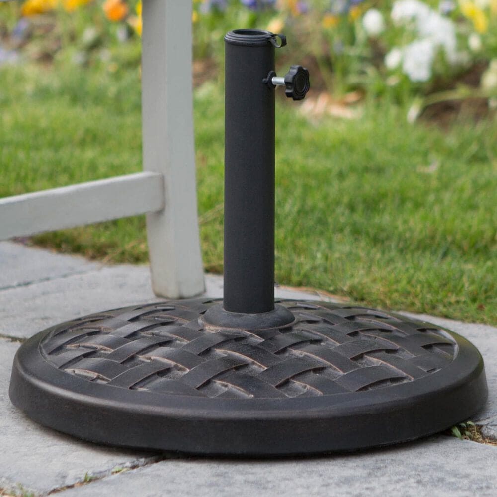 Walker Edison Weave Patio Umbrella Base in Antique Bronze, , large